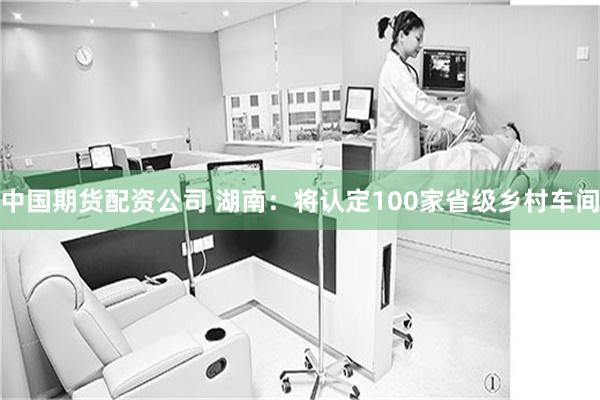 中国期货配资公司 湖南：将认定100家省级乡村车间
