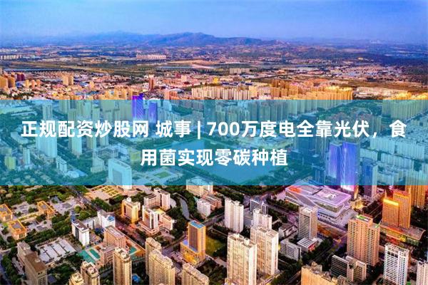 正规配资炒股网 城事 | 700万度电全靠光伏，食用菌实现零碳种植